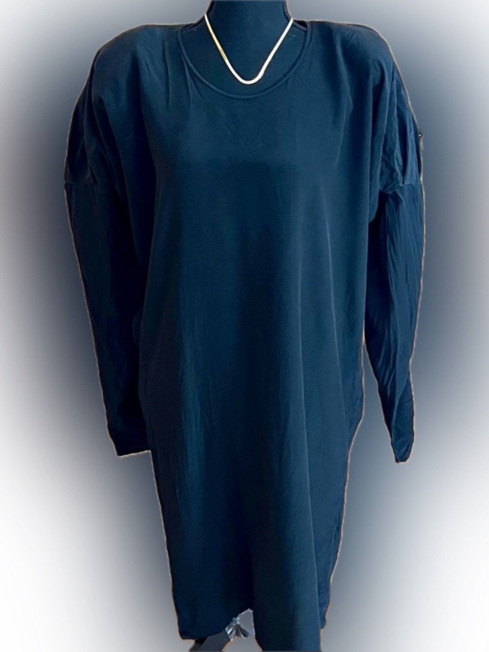 Alik Singer NY Black 100% Silk Batwing Dress 80s Runway Avant-Garde Minimalist